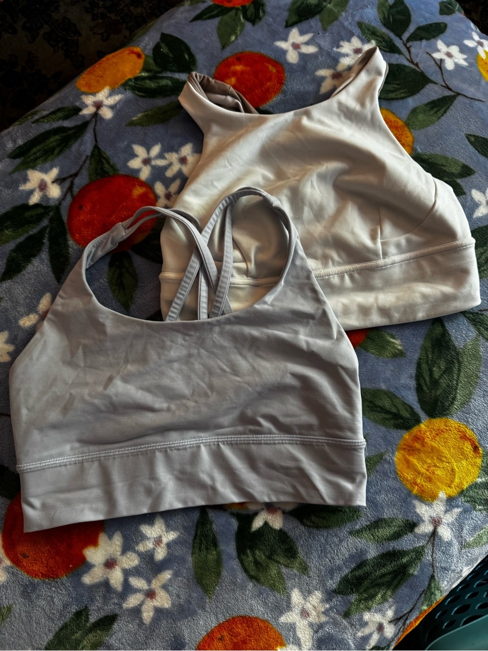 lululemon athletica Light Blue and White Seamless Sports Bra Duo